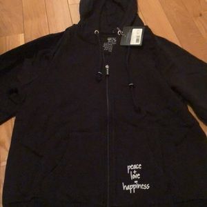 Black zip up hooded sweatshirt